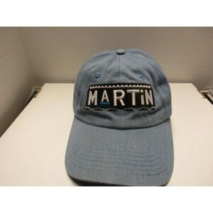 Martin Hat Cap Strap Back Mens One Size Blue Denim 90s Logo Embroidered